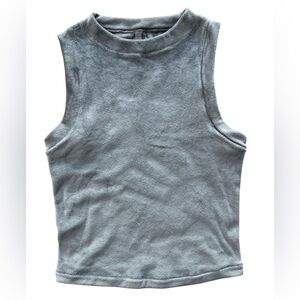 SKIMS Gray Sleeveless Velour Crop Top